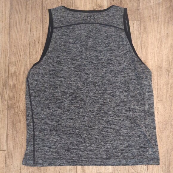 Under Armour Mens Large Heather Gray Tank Top Heatgear Gym Active Run Exercise - Picture 8 of 8